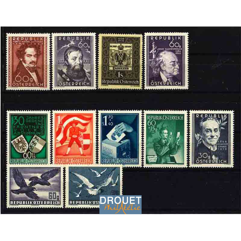 1950 Autriche Année Complète Timbres Neufs