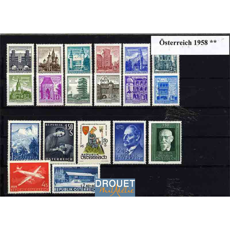 1958 Autriche Année Complète Timbres Neufs