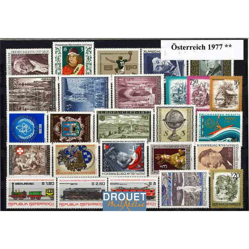 1977 Autriche Année Complète Timbres Neufs