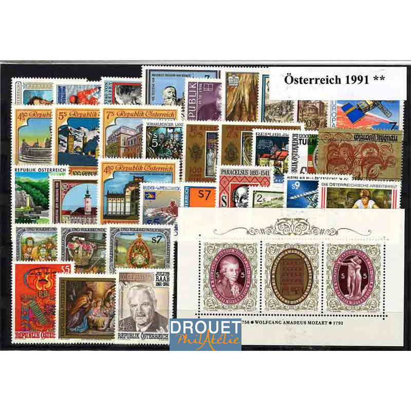 1991 Autriche Année Complète Timbres Neufs