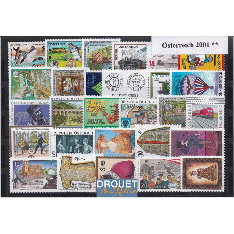 2001 Autriche Année Complète Timbres Neufs