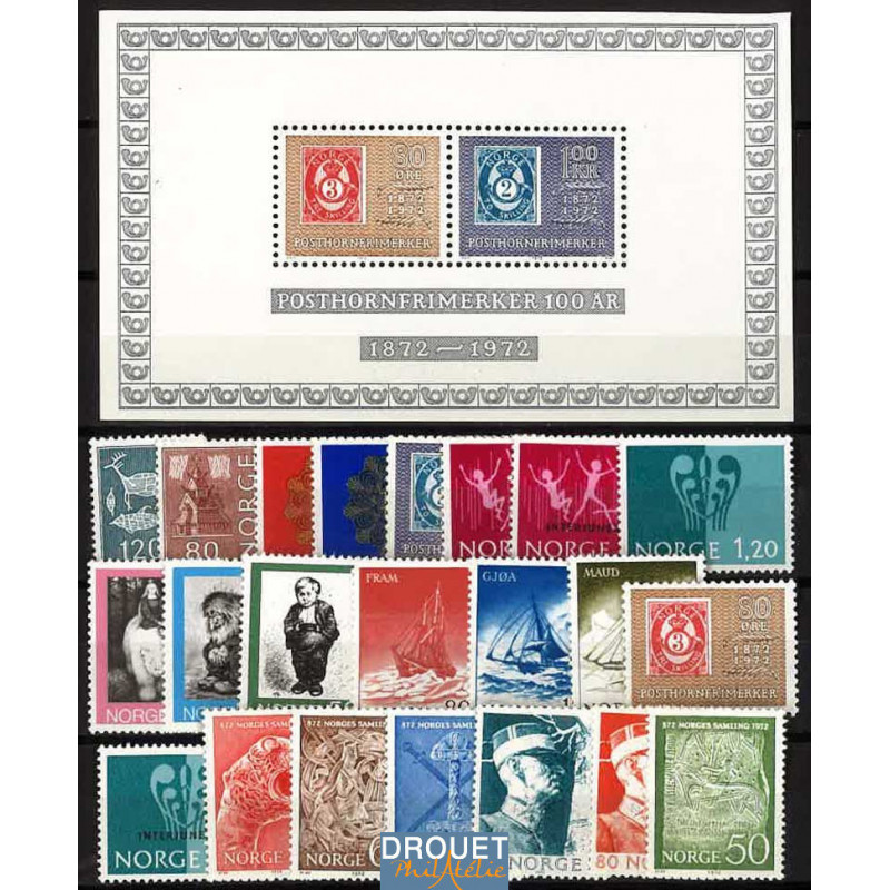 1972 Norvège Année Complète Timbres Neufs