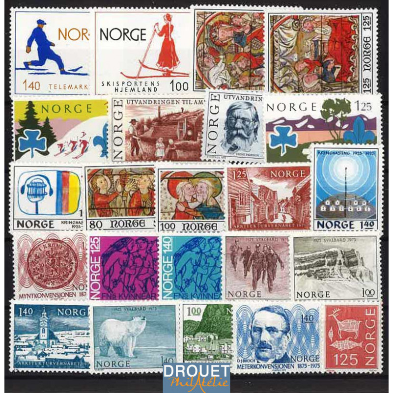 1975 Norvège Année Complète Timbres Neufs