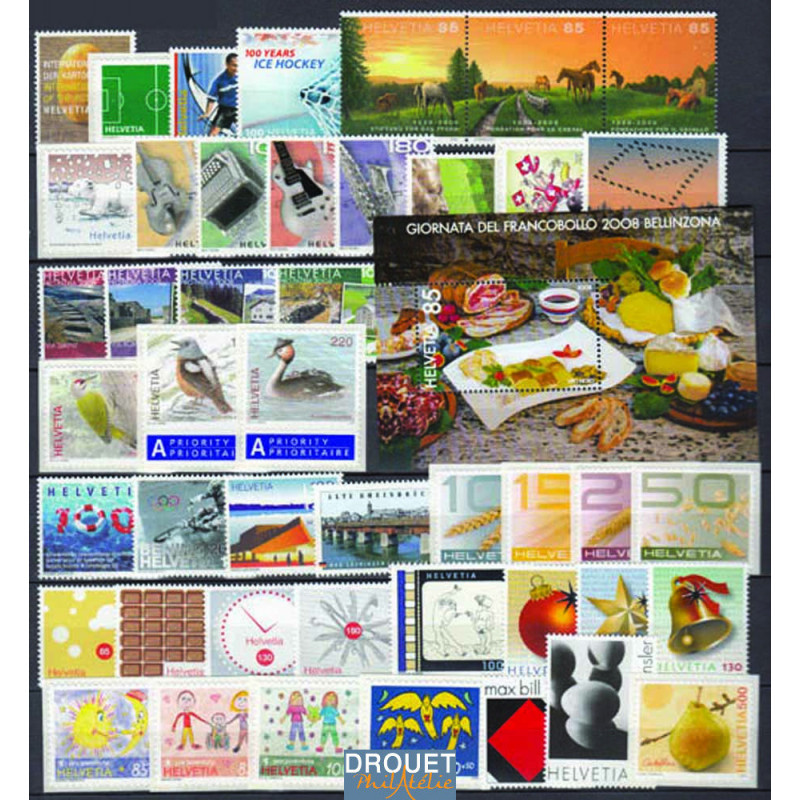 2008 Suisse Année Complète Timbres Neufs