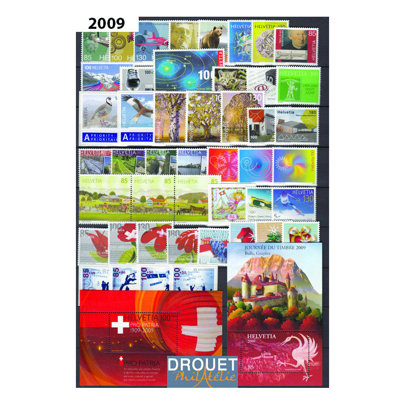 2009 Suisse Année Complète Timbres Neufs