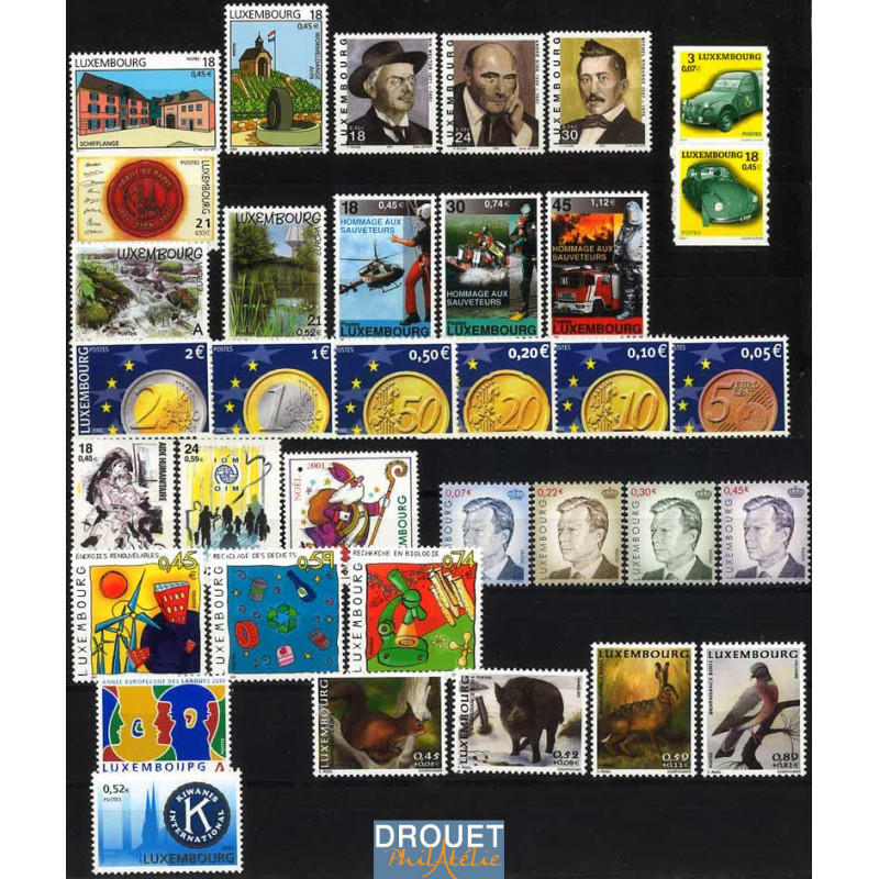 2001 Luxembourg Année Complète Timbres Neufs