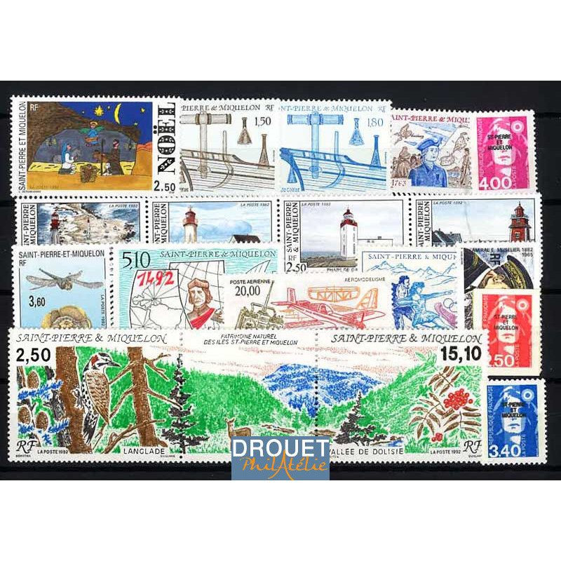 1992 St Pierre Et Miquelon Année Complète Timbres Neufs