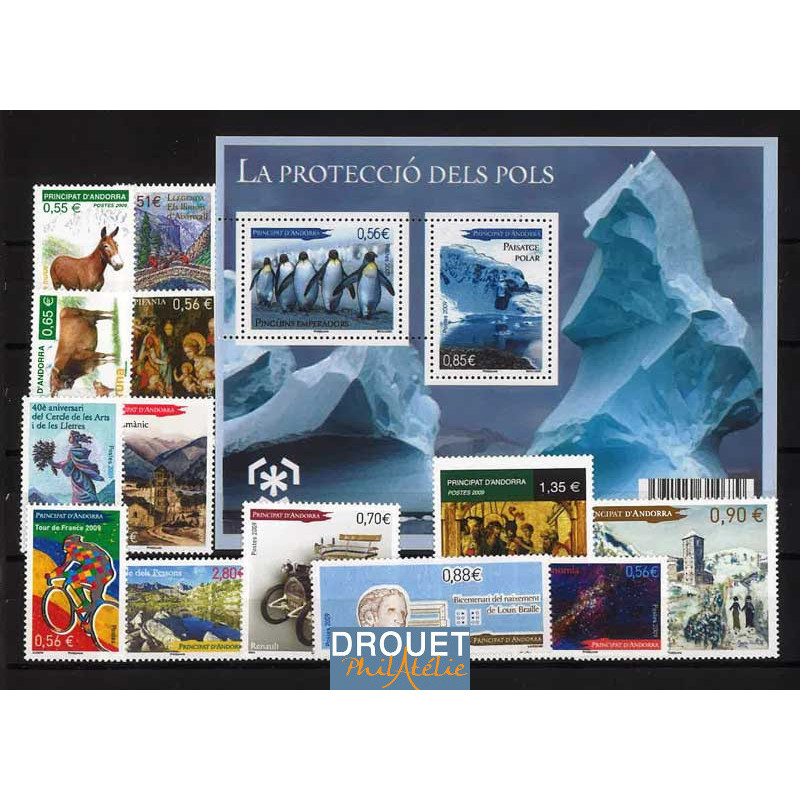 2009 Andorre Français Année Complète Timbres Neufs