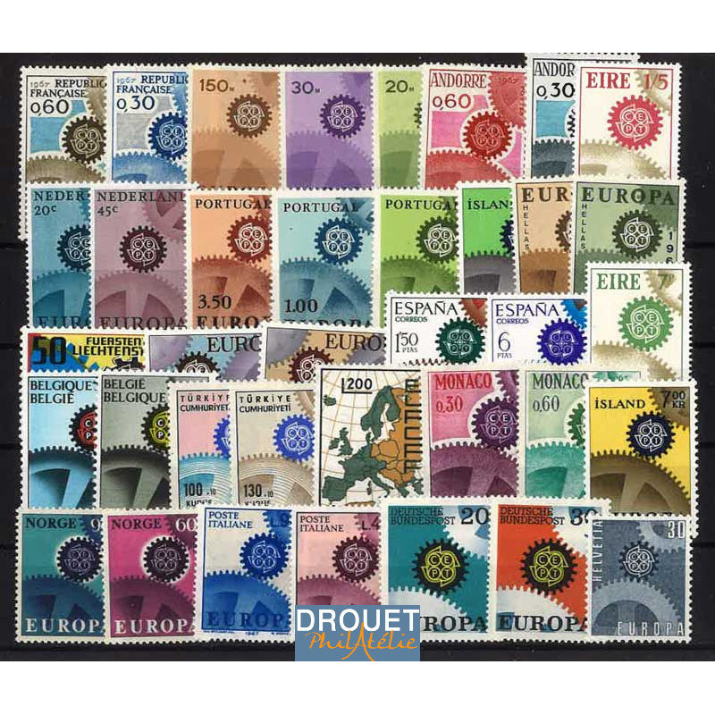 1968 Europa Année Complète Timbres Neufs