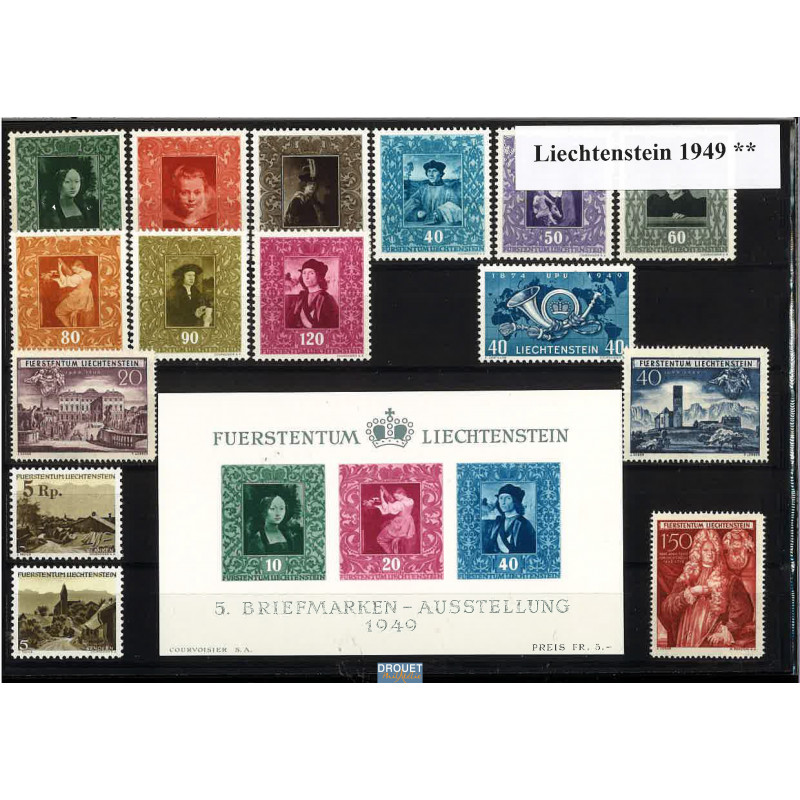 1949 Liechtenstein Année Complète Neufs